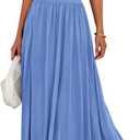 BTFBM Summer Maxi Dresses for Women 2026 Spring Sleeveless Casual Ruched High Waisted Long Sundress Flowy Beach Dress (Small, Light Blue)
