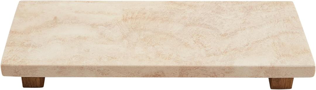 Mud Pie Large Travertine Footed Tray; 4" x 11"