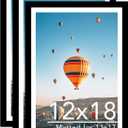 JCJMY 12x18 Picture Frame Set of 3 with 11x17 Mat, Display Photo 11x17 with Mat or 12 x 18 Without Mat, Wall Hanging Large 12 by 18 Poster Frame with Plexiglass, 3 Pack, Black