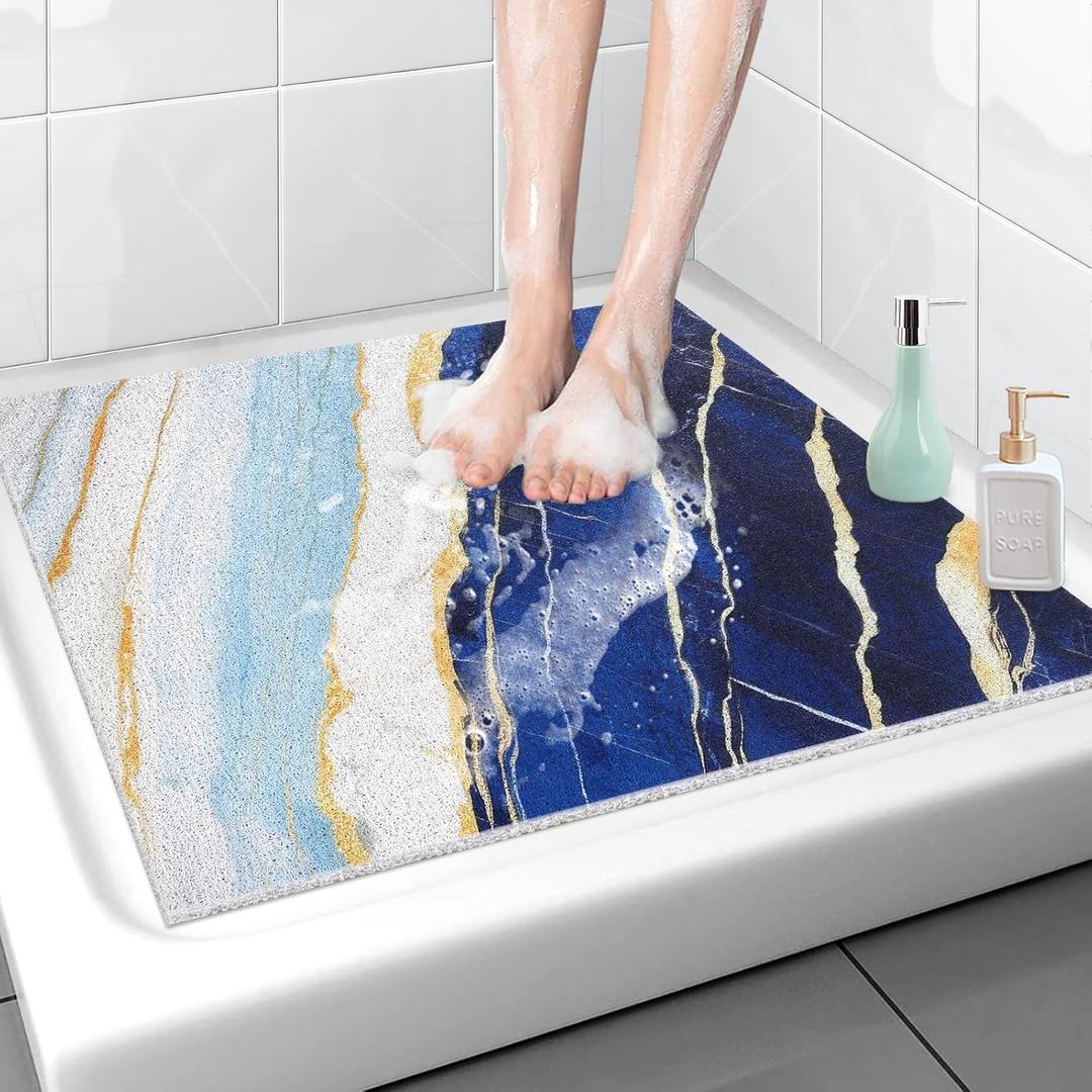 Square Shower Mat, 36x36 Inch Extra Large Non Slip Shower Mats for Inside Shower, Soft PVC Loofah Shower Mat Anti Slip Quick Drying, Shower Stall Mats for Home, Holtel, Bathroom