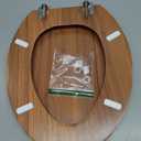 Elongated Toilet Seat Molded Wood Toilet Seat with Zinc Alloy Hinges, Easy to Install also Easy to Clean, Anti-pinch Wooden Toilet Seat by Angol Shiold (Elongated, Natural)