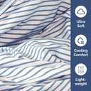 Queen Size Flat Sheet - Hotel Quality Top Flat Bed Sheet Only - Ultra-Soft, Comfy, Breathable & Cooling - Fade & Wrinkle Free - Easy-Care, Stain & Shrink Resistant Bedding - Oeko-Tex - Blue Stripes