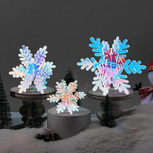 Yousoontic 3 Pcs Christmas Acrylic Iridescent Holographic Snowflake Winter Snowflake Signs 3D Snowflake Tabletop Decor Snowflake Centerpiece Xmas Snowflake Signs for Home Xmas Part