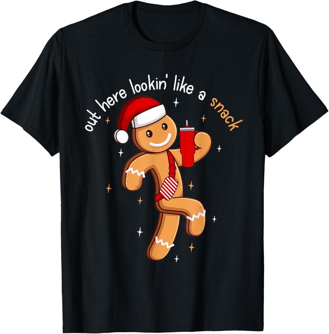 Out Here Looking Like A Snack Funny Boujee Xmas Gingerbread T-Shirt, 5XLT