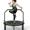 BCAN 450 LBS Foldable Mini Trampoline, 40" Fitness Trampoline with Bungees, U Shape Adjustable Foam Handle, Stable & Quiet Exercise Rebounder for Adults Indoor/Outdoor Workout