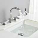 Brushed Nickel Bathroom Faucet 3 Hole, VAPSINT 8 Inch Widespread Waterfall 3 Piece Bathroom Sink Faucet, 2 Handle 360° Swivel Spout Vanity Faucets for RV Lavatory with Pop Up Drain & Supply Hoses