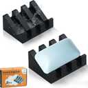 Silicone Soap Dish for Bar Soap Holder for Shower Bathroom Self Draining Waterfall Drying Tray Keep Soap Bars Dry Clean & Easy Cleaning (Black*2, 2)