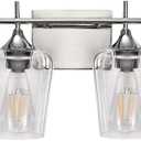 Vanity Lights Fixtures, 4 Light Bathroom Light, Chrome Wall Light with Clear Glass Shade, Modern Bathroom Wall Sconce Lighting for Bath, Living Room, Bedroom, Stairs, Gallery, Restaurant