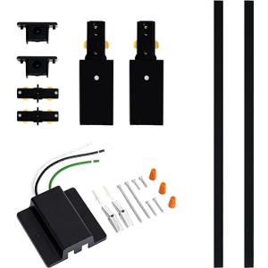 VANoopee 6.6FT H Track Lighting Rails Black, H Type Track Lighting Kit with Floating Canopy Connector, End Caps, Live End Feeds, I Connectors, Compatible with Single Circuit H Style Track System