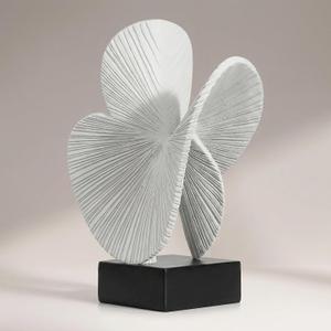Minimalist Gray Sculpture Home Decor, Nature Inspired Decorative Statue with Black Base - Contemporary Desk Art Decor for Tabletop, Living Room, Shelf, Office - Unique Housewarming Gift, Large