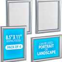 Azar Displays 300336-SLV-4PK Wall Mount Plastic Snap Poster Frame 8.5" x 11" Portrait/Landscape Sign Holder Frame, 4-Pack (Silver)