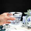 I00000 200pcs Silver Disposable Plastic Cups 9 oz Clear Plastic Cups Old Fashioned Tumblers Silver Rim Cup Disposable Party Cup Elegant Silver Wine Glasses Cocktail Cup