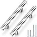 Probrico 10 Pack |3 inch Drawer Pulls Polished Chrome Cabinet Pulls, Euro T bar Cabinet Handles for Bathroom/Bedroom/Kitchen, Stainless Steel Dresser Pulls Hardware, 5" Overall Length