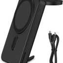 DDUAN 10000mah Mag-Safe Power Bank, Wireless Battery Pack with USB-C Cable, 2 in 1 Portable Phone Charger Watch Fast Charger Compatible with Phone 15/14/13/12, Apple Watch All Series (Black)