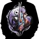 Nightmare Before Christmas Jack Sally Novelty Hoodie 3D Print Sweatshirts (XX-Large, Black)