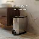 simplehuman 10 Liter / 2.6 Gallon Butterfly Lid Bathroom Step Trash Can, Brushed Stainless Steel with Black Trim