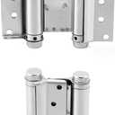 QWORK Heavy Duty Cafe Saloon Bars Door Swing Hinges, 4 Pack 3" Stainless Steel Self Closing Swing Hinges, Double Action Spring Door Hinges