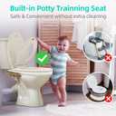 Elongated Toilet Seat with Built-in Potty Training Seat for Toddlers& Adults, Slow Close, Never Loosen, Heavy Duty, Ergonomic, Space Saving Toddler Toilet Seat, (Elongated 18.5", Oval, Bone/Almond)