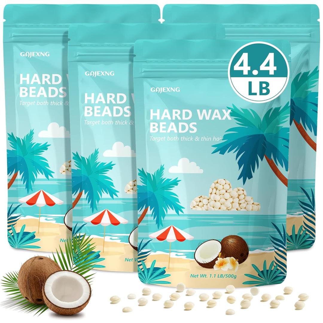 Hard Wax Beads for Hair Removal - 4.4lb/2kg, Cream Face Wax for Sensitive Skin, Salon & Home Use, Fluid Gel Texture - Perfect for Brazilian Waxing, Bikini, Face, Legs, Armpit & Body