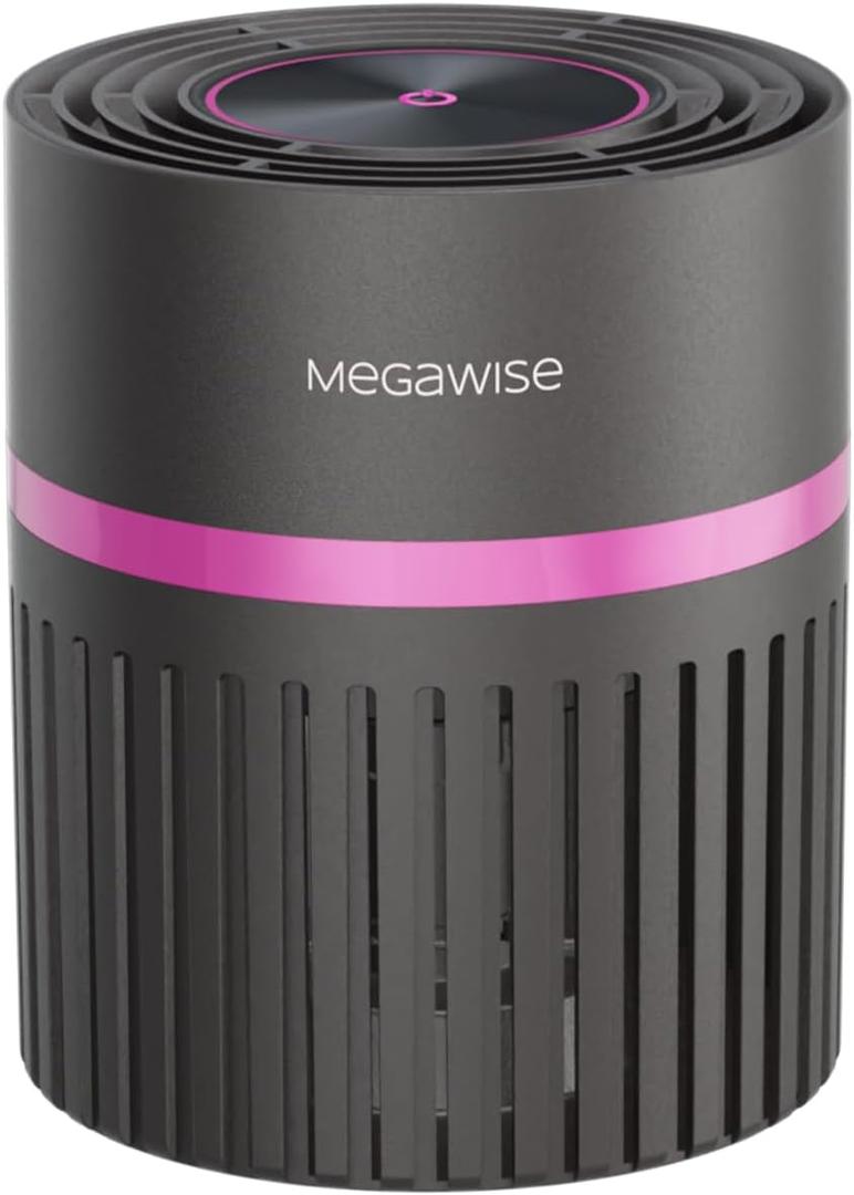MEGAWISE H13 HEPA Air Purifier for Bedroom, Office & Small Rooms, 3-Stage Filtration with 360 Air Intake, 24dB Quiet Sleep Mode, Activated Carbon Filter for Smoke, Dust, Pet Dander & Odor free