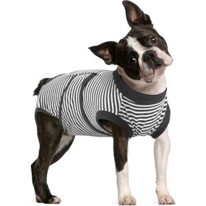 FUAMEY Dog Recovery Suit Male,Dogs Surgery Neuter Suits Puppy Spay Shirts for Female Protect Dog's Skin Anti Licking Abdominal Wounds Doggie Onesie Pet Bodysuit Alternative to Cone Gray Stripes L (L(Back:16.1-20.1in,WT:23-48lbs))