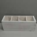 Suli Extra Large Kitchen Utensils Holder with 4 Compartments, Wooden Utensil Organizer for Kitchen Countertop, Farmhouse Decor, Rustic Cooking Utensil - White grain