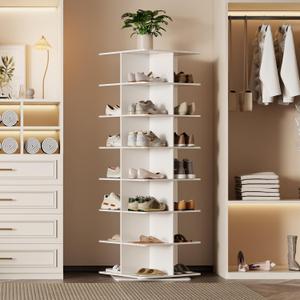 Rotating Shoe Rack Tower, PVC Material Structure, 5-Tier 360 Swivel Lightweight Shoe Organizer, Space-Saving Spinning Shoe Shelf for Entryway, Closet, Bedroom Nook