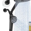 Dual Handheld Shower Head Combo, 2-in-1 Rain Shower Heads System 8 Inch Rainfall Shower Head and 10 Modes High Pressure Hand Held Showerhead with Built-in Power Wash (Black)