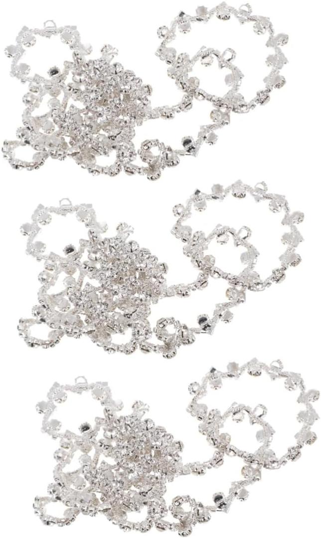 EXCEART 3pcs Rhinestone Chain for Crafts Crystal Trim for Wedding Decorations Easy to Sew Glue Various Materials Versatile Crafting Accessory Approx