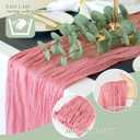 12 Pack Cheesecloth Table Runner 10ft Boho Rustic Gauze Cheese Cloth Table Runner for Wedding Party Bridal Baby Shower Birthday Reception Feasts Ceremoy Table Decorations(Dusty Rose)