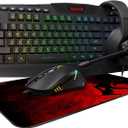 Redragon S101-3 Wired RGB Backlit Gaming Keyboard and Mouse Combo, Programmable Keyboard and Mouse (800-7200DPI), Gaming Headset Mouse Pad Combo All in 1 PC Gamer Bundle for Windows PC (Black)