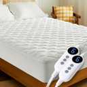 HYLEORY Heated Mattress Pad Queen Size Dual Control, Fast Heating Bed Warmer, Electric Mattress Pad Cover with Deep Pocket 9 Heat Settings, 10 H Auto Shut Off, Machine Washable, White 60"*80"