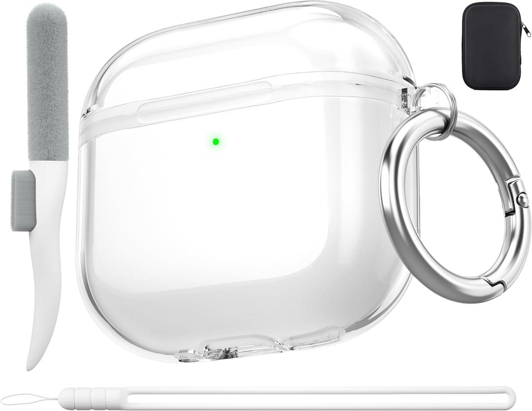 Valkit Compatible AirPods 4 Case Cover, Soft TPU Airpods 4th Generation Case Clear with Cleaner Kit, Shockproof Protective Cases with Keychain for Apple AirPods 4 Gen Cases for Women Men - Clear