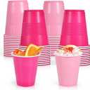 [50 Pcs] Pink Disposable Plastic Drinking Cups - 12 OZ Party Cups Bulk for Bachelorette, Two Pink Birthday Party Decorations