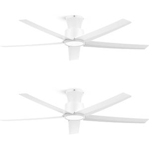 ocioc 52 inch Ceiling Fans with Lights, Large Air Volume Ceiling Fans with Reversible Quiet DC Motor and RemoteWhite-2 pack