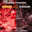 litogo 24 Pack Red Fairy Lights Battery Operated with Timer, 20 LED 3 Modes Twinkle Light, 7ft Waterproof Silver Wire Mini Small Bulk Mason Jar String Light, Decor for Wedding Party Christmas