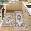 HappyTrends Boho Kitchen Mat,Anti-Fatigue Kitchen Mats for Floor Cushioned Rug for Kitchen Decor Accessories, Non-Slip Mats and Rugs Set for Office,Laundry 17.3"30"+17.3"47",Light Brown