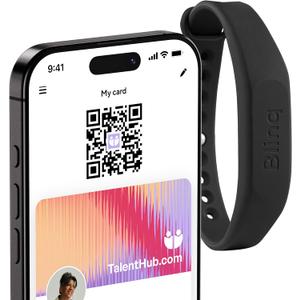Blinq NFC Wristband - Digital Business Card - Instant Share via Tap - Compatible with iPhone & Android (Black)