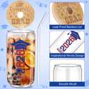 6 Pcs Red and Blue Class of 2026 Graduation Gifts Graduation Glass Cup with Lids Straw 16oz Congrats Grad Coffee Mugs for Her Him Men Women Middle & High School College Tumbler Party Favor