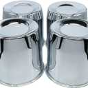 4 Pack 5.15 Inch Center Caps Push Through for Trailer Truck RV Wheels Rims 5.15" Center Bore Chrome Steel