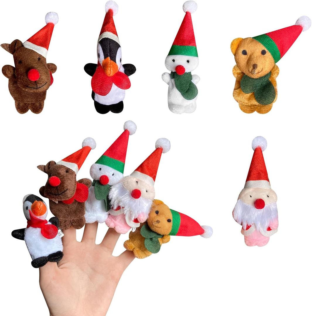 Kaemi Finger Puppets for Toddlers Soft Plush Christmas Finger Puppet Toys for Story Time Playtime Shows Party Favors, Educational Puppets for Autistic Children