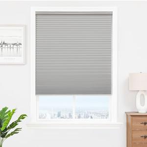 Joydeco No Tools No Drill Window Blinds for Indoor Windows, Blackout Shades Cellular Shades Cordless, No Drill Blinds for Windows, Window Shades for Home, Bedrooms, Doors (Grey, 28" W x 64" H)