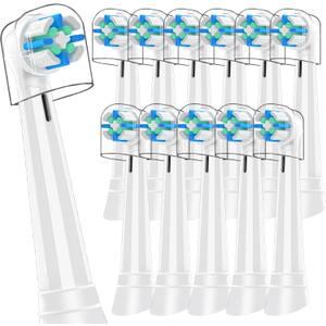 12 PCS Replacement Heads Compatible with Oral B IO 2/3/4/5/6/7/8/9/10/Deep Clean Series Electric Toothbrush, Medium Softness Brush Heads Compatible with Oral B IO for Teeth and Gums Care (White)