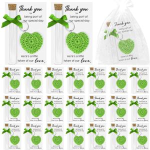 50 Set Wedding Favors for Guests Crochet Heart Keychain Bulk with Glass Jars Thank You Cards Organza Bags Handmade Bridal Shower Bachelorette Party Gift Souvenirs