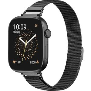 Ultra-Slim Milanese Loop Compatible with Apple Watch Band for women 42mm 41mm 40mm 38mm 46mm 45mm 44mm, 14mm Width Metal Mesh Strap with Strong Magnetic Lock, Lightweight Breathable Replacement Band for iWatch Series SE 11 10 9 8 7 6 5 4 3 2 1