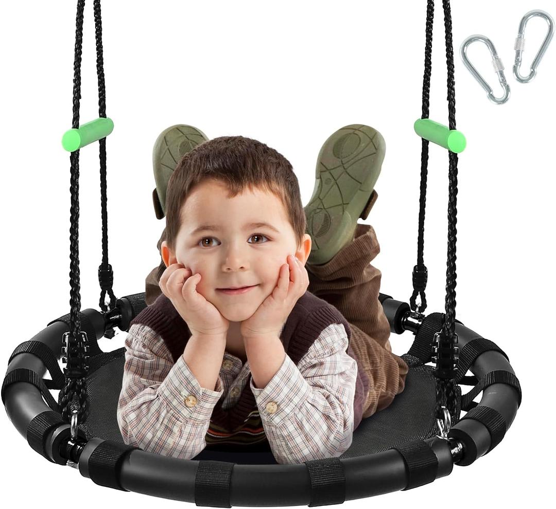 Tree Swing with PP Mat - Durable, Safe, and Easy to Install, Outdoor Saucer Swing for Yard, Garden, Playground, Park (24 inches Diameter)