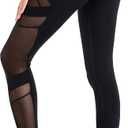 Women's Mesh High Waist Leggings Yoga Pants with Pockets Tummy Control 4 Way Stretch Workout Yoga Leggings (Black, XL)