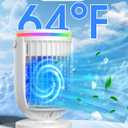 Portable Air Conditioners,Personal Mini Air Conditioner Fan with 1200ml Water Tank,4 in 1 Evaporative Air Cooler Cooling Fan with 3 Speeds,7 Colors Night Light, Portable AC for Bedroom Office Desk