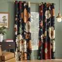 jinchan Lora Floral Curtains for Bedroom Blackout Drapes for Living Room Darkening Fabric Vintage Black Boho Flower Pattern Fall Decor Window Curtains 90 Inches Length 2 Panels with Grommet