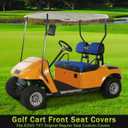 Golf Cart Seat Covers for EZGO TXT 1994-2013 Front Seat Covers Thicken Breathable Mesh with Vinyl Leather Fits OEM Ordinary Cushion Covers No Nail Gun Easy to Install Black & Blue